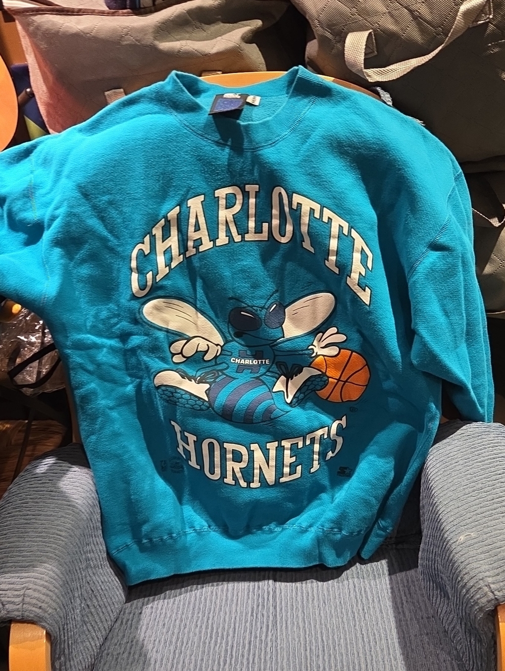 Charlotte Hornets  Teal Basketball Crewneck Sweatshirt